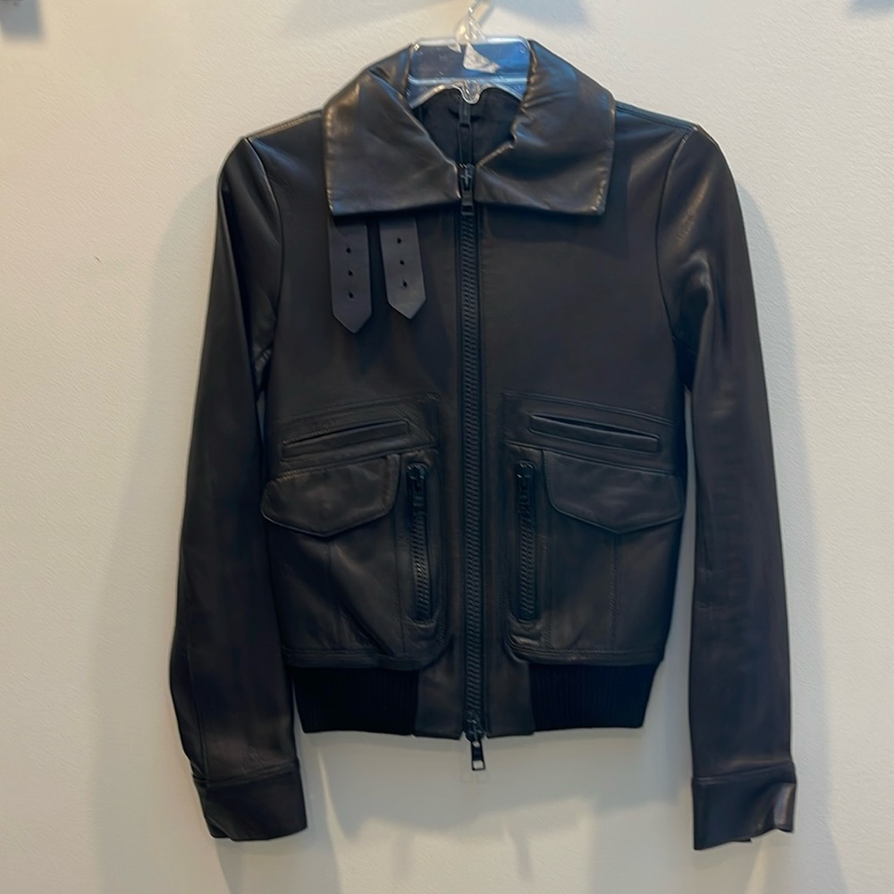 Helmet Lang black leather jacket